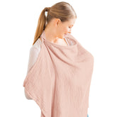 Konssy Muslin Nursing Cover showing breathable cotton and privacy for public feeding.