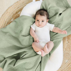 Two-pack Konssy swaddles in Woodland Sage for versatile newborn wrapping.