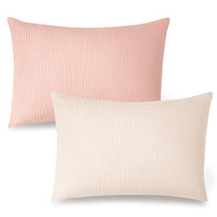 Konssy muslin toddler pillowcase in pink-cream fits 13x18 pillows and breathable.