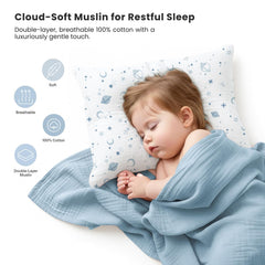 Close-up of the soft cotton texture on Konssy toddler pillowcase
