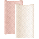 Konssy pink waterproof muslin changing pad cover with secure 32x16 fit for quick diaper changes