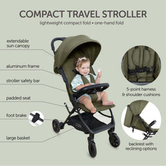 Koolababy compact design demonstrates overhead-bin compatibility for travel.