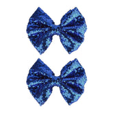 Koolgil glitter sequin bow clip royal blue closeup for daily wear sparkle.