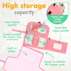 Kopi Baby travel changing mat with wipe pocket keeps essentials within reach