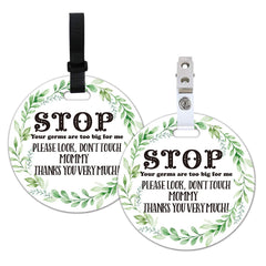 KORTTITALO do-not-touch greenery stroller sign shows gentle reminder on a 5-inch badge