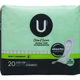 Kotex Security Ultra Thin Pads Long pack 20 provides discreet protection for heavy days.