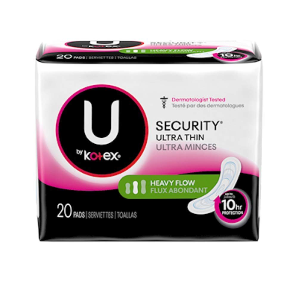 Kotex Security Ultra Thin Pads Long packaging shows discreet protection and added length for confident daily wear.
