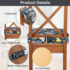 KOXUIUF dining-chair strap system keeps the booster securely in place during use.
