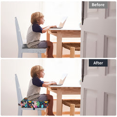 KOXUIUF booster seat safety belts keep the chair secure during meals