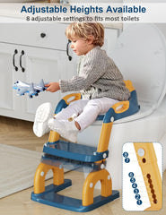 Koyosnier potty seat with adjustable step height for growing toddlers.