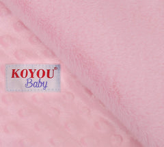 KOYOU Baby Pink blanket with dotted backing supports sensory exploration.