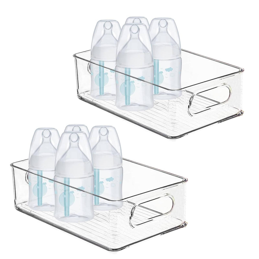 KPPTYTY baby bottle organizer with durable plastic keeps bottles neatly on the counter.