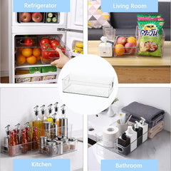 KPPTYTY organizer on refrigerator shelf keeps bottles and jars organized.