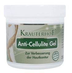 Krauterhof Anti-Cellulite Gel applied on skin demonstrating a massage routine for smoother texture