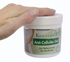 Krauterhof Anti-Cellulite Gel texture close-up showing smooth, fast-absorbing formula