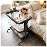 KRIDDO 2-in-1 baby bassinet with breathable mesh at bedside for better airflow