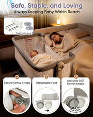 KRIDDO six-level height adjustment enables easy bedside alignment with parents.