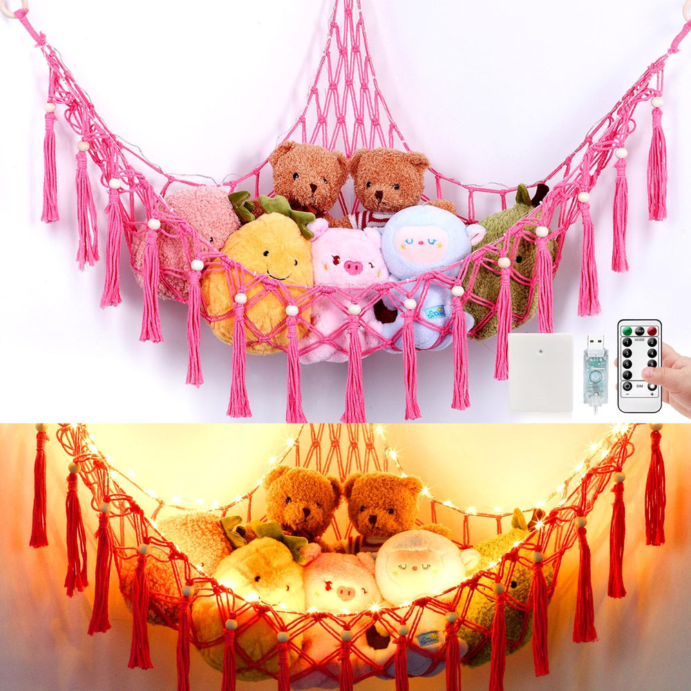 Krislait stuffed animal hammock 55in for organized toys in kids' rooms.
