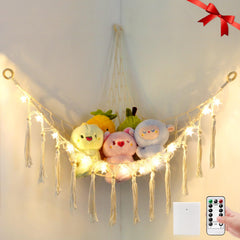 Krislait stuffed animal hammock with front lights enhancing toy storage and glow