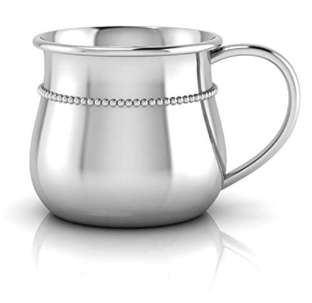 Krysaliis sterling silver classic bulge cup with beaded rim, a timeless keepsake.