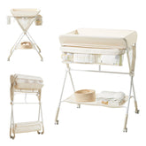 KUB diaper changing table with wheels folded for compact storage.