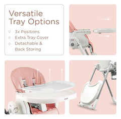 KUB chair provides four recline positions and adjustable footrest.