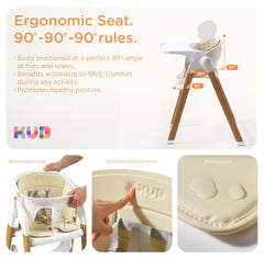 KUB high chair removable-tray enables easy feeding and cleanup.