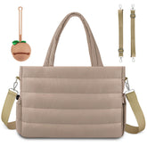 KUBYA diaper bag tote demonstrates spacious main compartment ideal for diapers and outfits