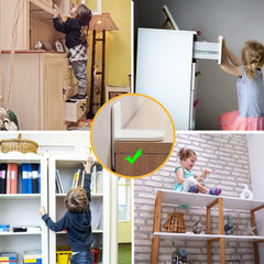 Kulusion anti-tip supports protect bookshelves and wardrobes from tip-overs at home