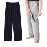 KUMUROETA catheter leg bag pants showing elastic waistband for easy, comfortable wear.
