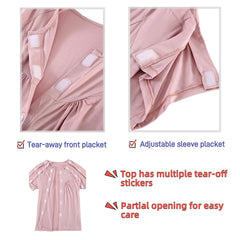 KUMUROETA pink tear-off pants with elastic waist for care access