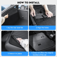 Protector shields back of seat from dirt, pet hair, and spills in the Model Y Juniper.