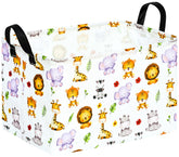 KUNRO Rectang Animals Storage Basket with handles, ideal for toy storage.