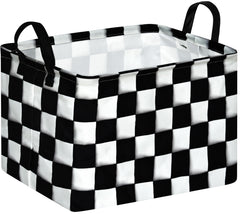 KUNRO rectangular checkered flag storage basket for chic room organization
