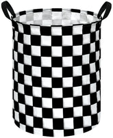 KUNRO round checker laundry basket assembly with sturdy handles for easy daily use.