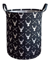 KUNRO round laundry basket with deer design, spacious and easy to move.