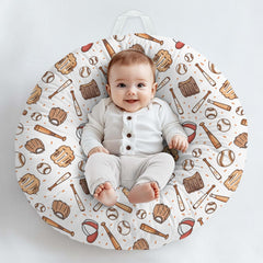 KuphiL10C baseball pattern baby lounger cover front view, snug fit for secure lounging.