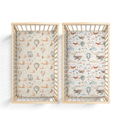 KuphiL10C hot air balloon plane pattern crib sheet close-up offers gentle comfort for baby sleep.