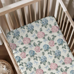 KuphiL10C hydrangea pattern baby sheet for crib; soft and durable for a cozy sleep