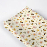 KuphiL10C Spring Watercolor Bees changing pad cover top view highlights quick-dry fabric
