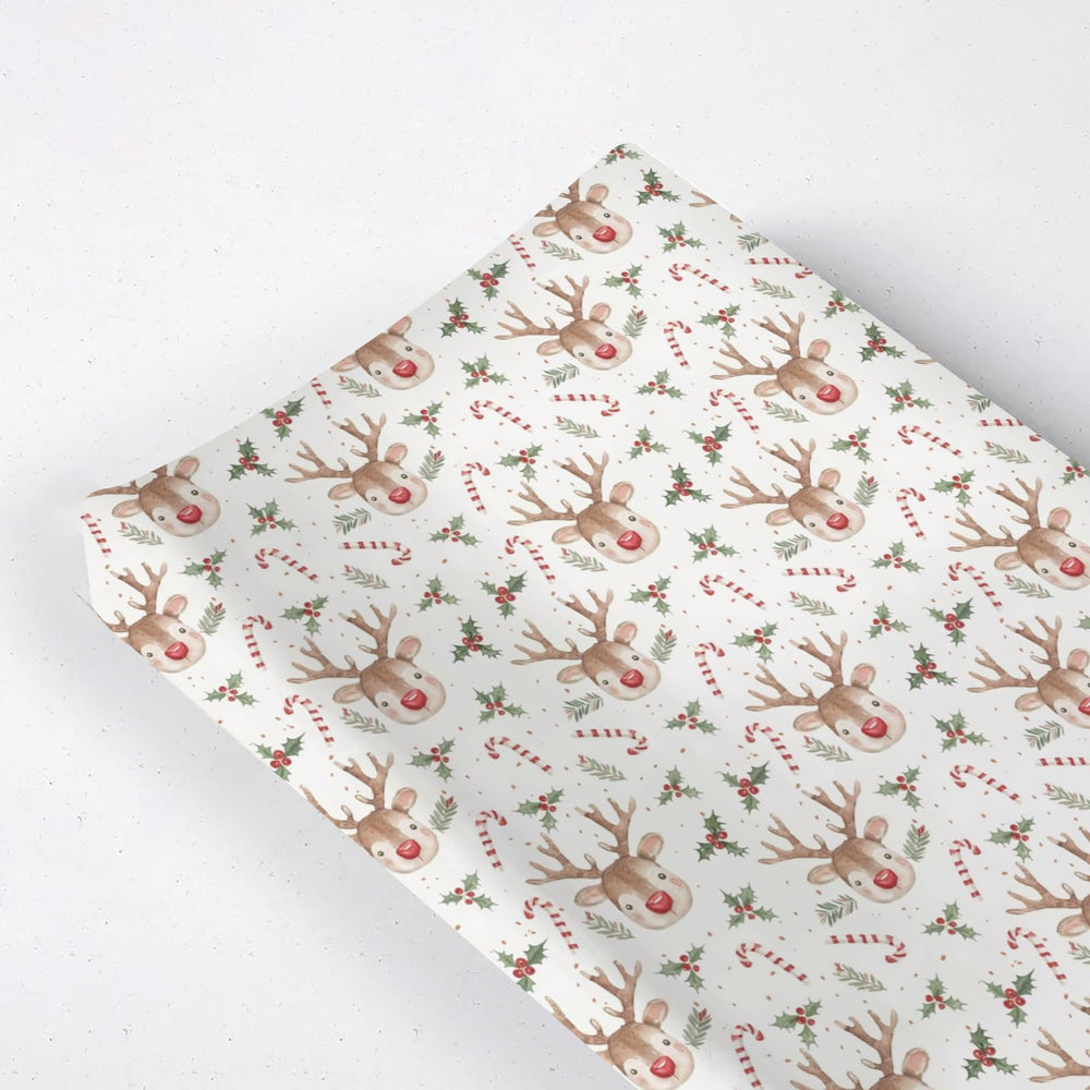 Kuphil10c watercolor Christmas Reindeer cover for 16x32 changing pads, festive nursery style