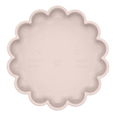Kushies SiliLion lion-face plate pink with suction for mess-free self-feeding.