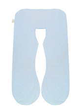 KWLET blue pregnancy pillow cover, front view, ultra-soft cotton for comfortable sleep