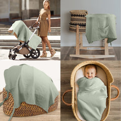 Kyppuboo cover in soft breathable muslin keeps baby comfortable during feeds.