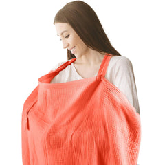 Kyppuboo muslin breastfeeding cover with windproof straps enables hands-free baby checks