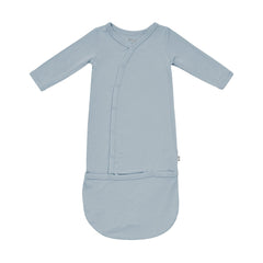 KYTE BABY Bundlers sleeper gown in fog bamboo fabric for gentle sleep and skin comfort.