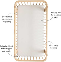 Kyte Baby stretchy elastic edge keeps sheet snug on standard 28x52 cribs