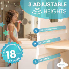 KYWAI Toddler Kitchen Stool Helper height levels adapt as child grows.