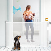 KYXAIN upgraded retractable gate on stairs offers wide coverage for safe stair access