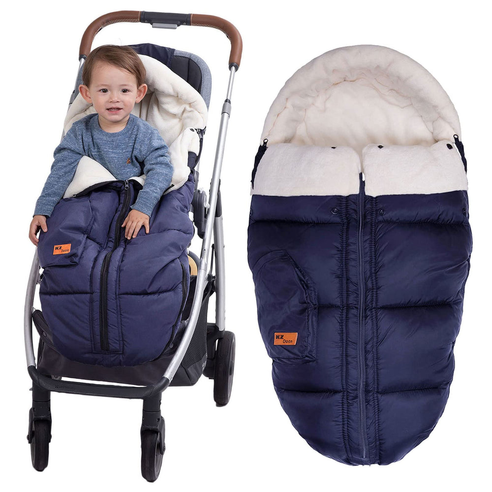 KZ Dotnz universal stroller footmuff with waterproof outer shell for rain protection.